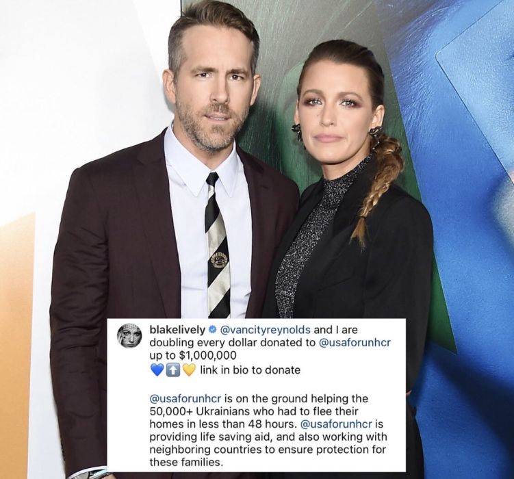 Ace News Today - Ryan Reynolds and Blake Lively will match donations made to support Ukraine, up to $1M