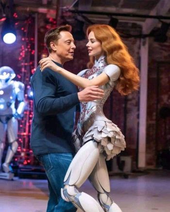 Ace News Today - Viral images:  Why was Elon Musk kissing artificial intelligence life-like robots on Twitter - or was he?