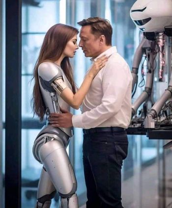 Ace News Today - Viral images:  Why was Elon Musk kissing artificial intelligence life-like robots on Twitter - or was he?