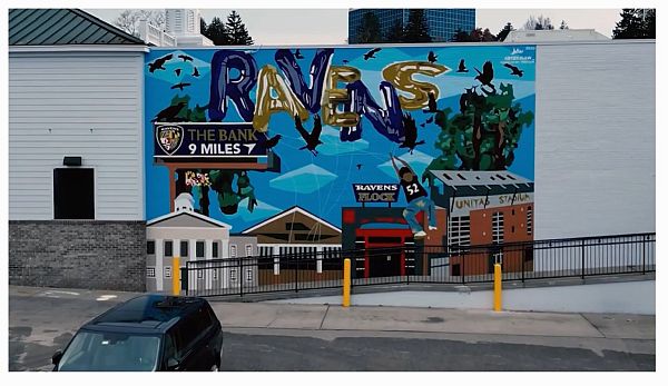 The Baltimore Ravens are painting Maryland purple one mural at a time