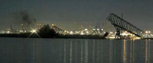 Shocking video: Entire span of Baltimore’s ‘Key Bridge’ collapses into the river below after being struck by cargo ship