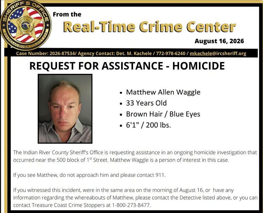 Ace News Today: Vero Beach murder investigation: Search is on for shooter Matthew Allen Waggle. Image credit: IRCSO
