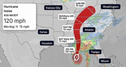 Hurricane Isaias slams toward Gulf Coast as Category 3 storm threatens Florida Panhandle