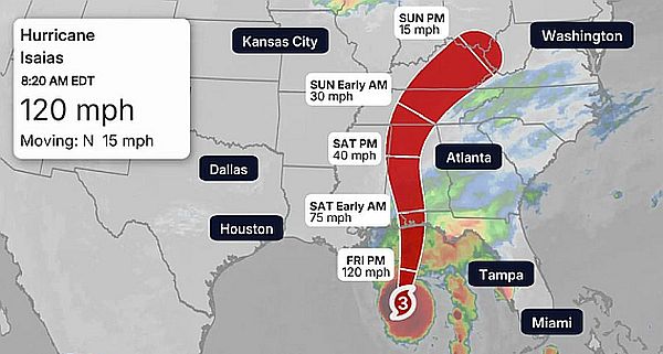 Hurricane Isaias slams toward Gulf Coast as Category 3 storm threatens Florida Panhandle